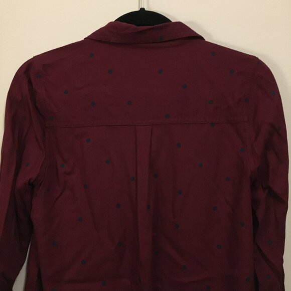 Burgundy & Black Polka Dot Button Down Rayon Shirt - Picture 7 of 15